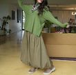 Paloma Bubble Hem Midi Skirt Deep Olive
